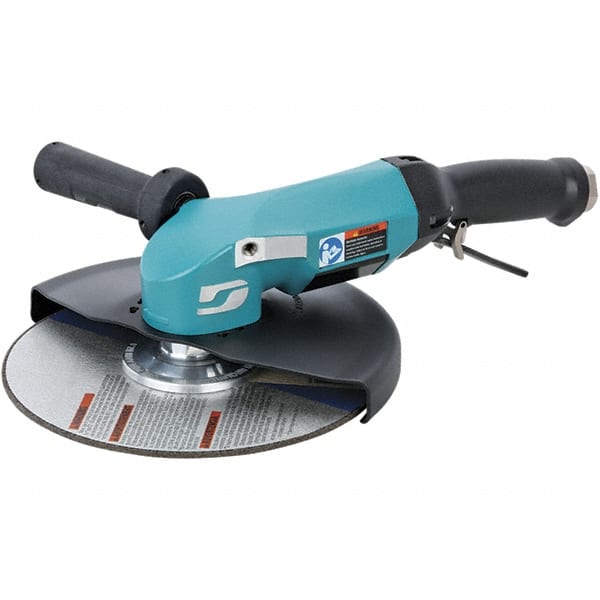 Dynabrade - 9" Wheel Diam, 6,500 RPM, Pneumatic Angle & Disc Grinder - 5/8-11 Spindle, 115 CFM, Adjustable Exhaust - Exact Tooling
