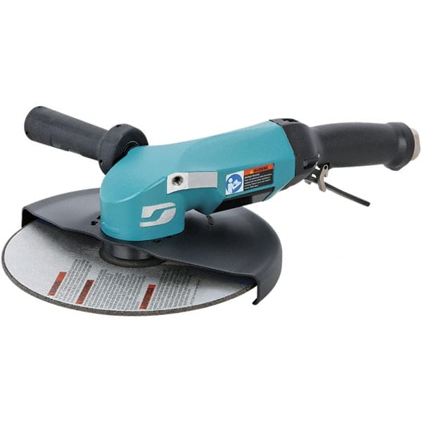 Dynabrade - 9" Wheel Diam, 6,500 RPM, Pneumatic Angle & Disc Grinder - 5/8-11 Spindle, 115 CFM, Adjustable Exhaust - Exact Tooling