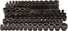 Blackhawk by Proto - 86 Piece 3/8" & 1/2" Drive Deep Well Impact Socket Set - 6 Points, 5/16" to 1" (7mm to 22mm) Range, Inch/Metric Measurement Standard - Exact Tooling