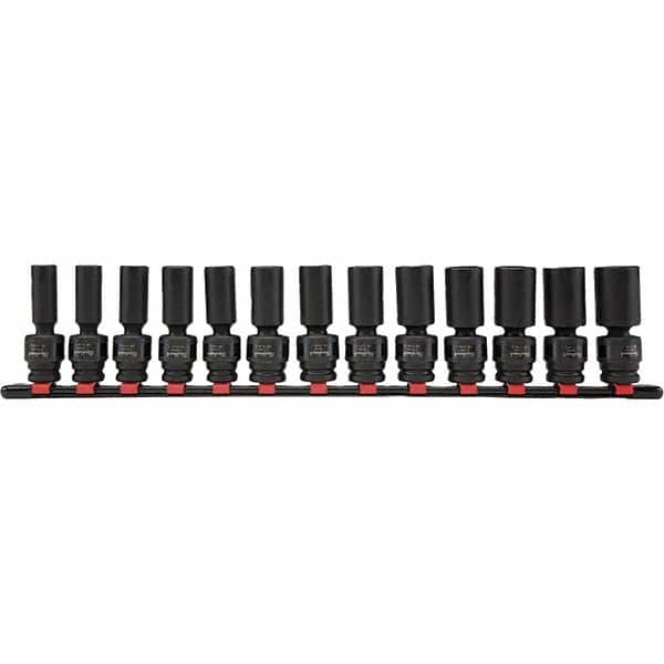 Blackhawk by Proto - 13 Piece 1/2" Drive Deep Well Impact Socket Set - 6 Points, 12mm to 24mm Range, Metric Measurement Standard - Exact Tooling