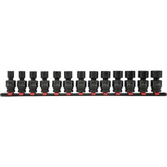 Blackhawk by Proto - 13 Piece 13/8" Drive Deep Well Impact Socket Set - 6 Points, 7 to 19mm Range, Metric Measurement - Exact Tooling