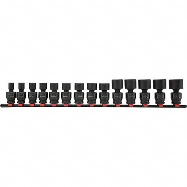 Blackhawk by Proto - 14 Piece 1/2" Drive Impact Socket Set - 6 Points, 7/16" to 1-1/4" Range, Inch Measurement Standard - Exact Tooling