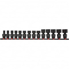 Blackhawk by Proto - 14 Piece 1/2" Drive Impact Socket Set - 6 Points, 7/16" to 1-1/4" Range, Inch Measurement Standard - Exact Tooling