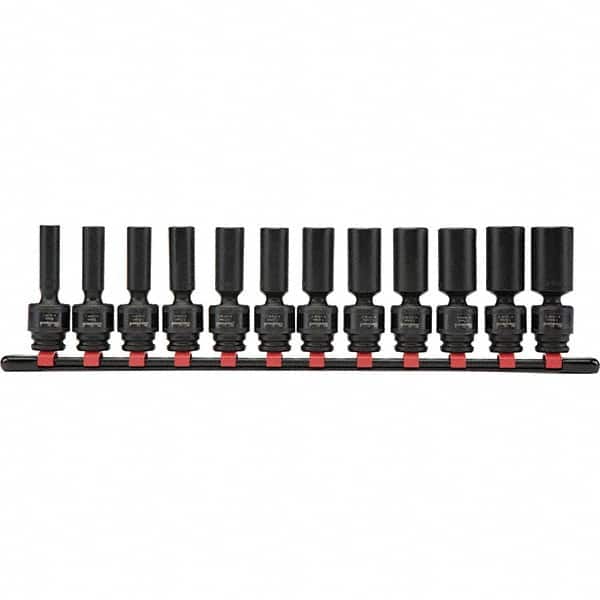 Blackhawk by Proto - 12 Piece 3/8" Drive Deep Well Impact Socket Set - 6 Points, 8mm to 19mm Range, Metric Measurement Standard - Exact Tooling
