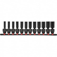 Blackhawk by Proto - 12 Piece 3/8" Drive Deep Well Impact Socket Set - 6 Points, 8mm to 19mm Range, Metric Measurement Standard - Exact Tooling