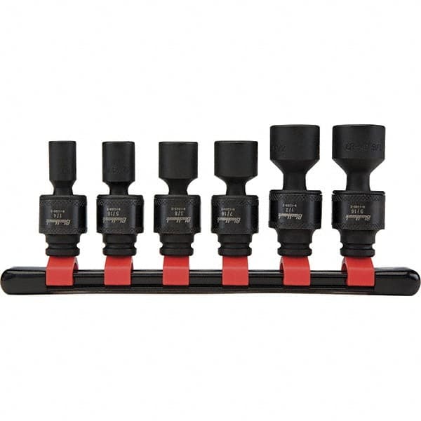 Blackhawk by Proto - 6 Piece 1/4" Drive Impact Socket Set - 6 Points, 1/4" to 9/16" Range, Inch Measurement Standard - Exact Tooling