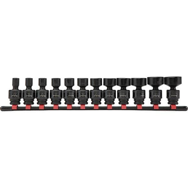 Blackhawk by Proto - 12 Piece 3/8" Drive Impact Socket Set - 6 Points, 5/16" to 1" Range, Inch Measurement Standard - Exact Tooling