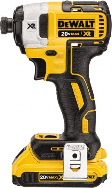 DeWALT - 20 Volt, 1/4" Drive, 152 Ft/Lb Torque, Cordless Impact Driver - Mid-Handle, 2800 RPM, 1 Lithium-Ion Battery Included - Exact Tooling