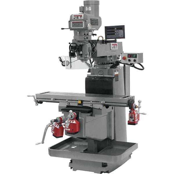 Jet - 54" Table Width x 12" Table Length, Variable Speed Pulley Control, 3 Phase Knee Milling Machine - NST40 Spindle Taper, 5 hp - Exact Tooling