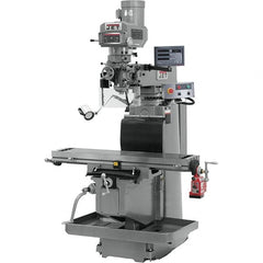 Jet - 54" Table Width x 12" Table Length, Variable Speed Pulley Control, 3 Phase Knee Milling Machine - R8 Spindle Taper, 5 hp - Exact Tooling