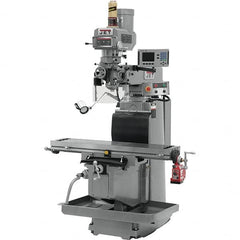 Jet - 54" Table Width x 12" Table Length, Variable Speed Pulley Control, 3 Phase Knee Milling Machine - R8 Spindle Taper, 5 hp - Exact Tooling