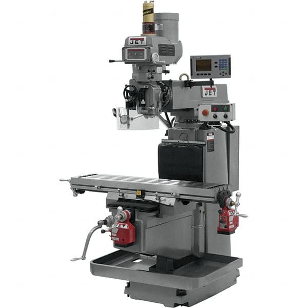 Jet - 54" Table Width x 12" Table Length, Variable Speed Pulley Control, 3 Phase Knee Milling Machine - NST40 Spindle Taper, 5 hp - Exact Tooling