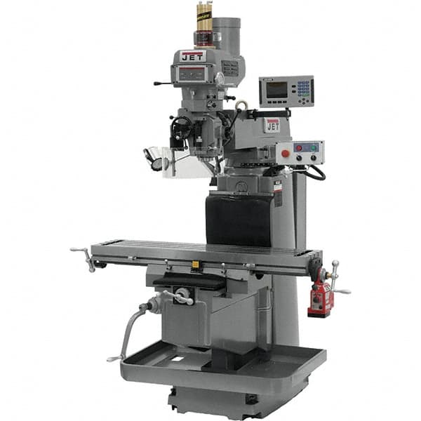 Jet - 54" Table Width x 12" Table Length, Variable Speed Pulley Control, 3 Phase Knee Milling Machine - NST40 Spindle Taper, 5 hp - Exact Tooling