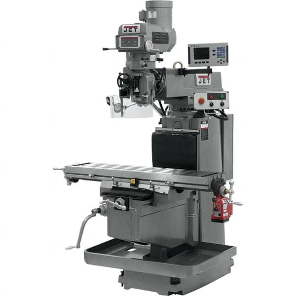 Jet - 54" Table Width x 12" Table Length, Variable Speed Pulley Control, 3 Phase Knee Milling Machine - NST40 Spindle Taper, 5 hp - Exact Tooling
