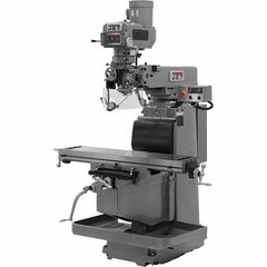 Jet - 54" Table Width x 12" Table Length, Variable Speed Pulley Control, 3 Phase Knee Milling Machine - R8 Spindle Taper, 5 hp - Exact Tooling