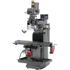 Jet - 54" Table Width x 12" Table Length, Variable Speed Pulley Control, 3 Phase Knee Milling Machine - R8 Spindle Taper, 5 hp - Exact Tooling