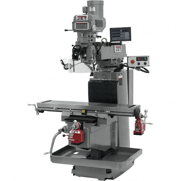 Jet - 54" Table Width x 12" Table Length, Electronic Variable Speed Control, 3 Phase Knee Milling Machine - NST40 Spindle Taper, 5 hp - Exact Tooling