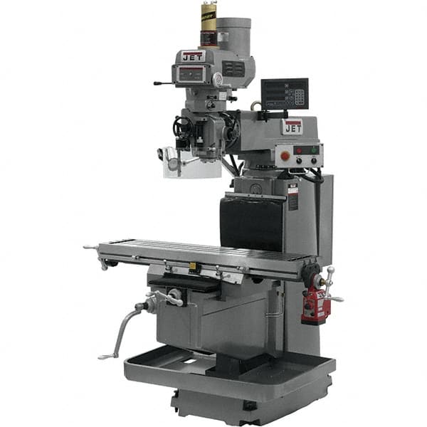 Jet - 54" Table Width x 12" Table Length, Electronic Variable Speed Control, 3 Phase Knee Milling Machine - NST40 Spindle Taper, 5 hp - Exact Tooling