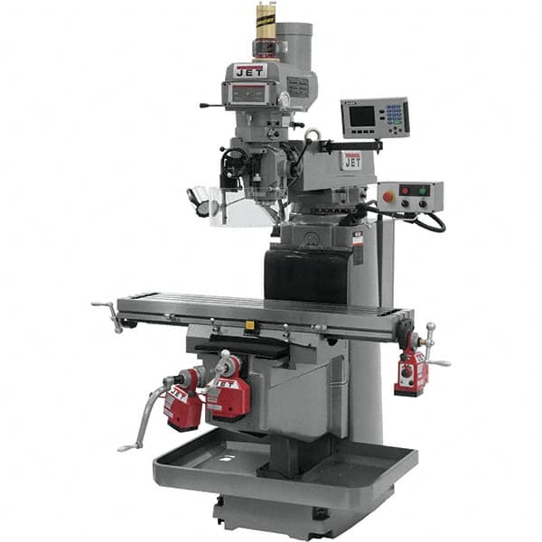 Jet - 54" Table Width x 12" Table Length, Electronic Variable Speed Control, 3 Phase Knee Milling Machine - NST40 Spindle Taper, 5 hp - Exact Tooling