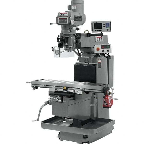 Jet - 54" Table Width x 12" Table Length, Electronic Variable Speed Control, 3 Phase Knee Milling Machine - NST40 Spindle Taper, 5 hp - Exact Tooling