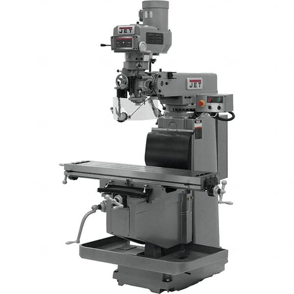 Jet - 54" Table Width x 12" Table Length, Electronic Variable Speed Control, 3 Phase Knee Milling Machine - R8 Spindle Taper, 5 hp - Exact Tooling