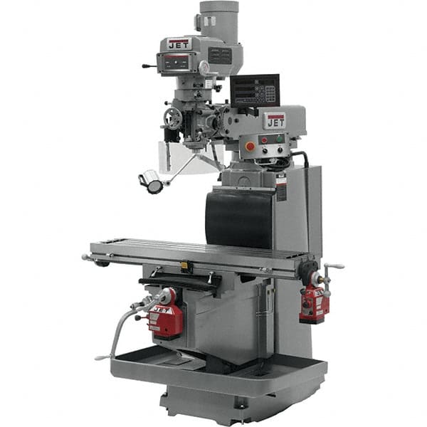 Jet - 54" Table Width x 12" Table Length, Electronic Variable Speed Control, 3 Phase Knee Milling Machine - R8 Spindle Taper, 5 hp - Exact Tooling