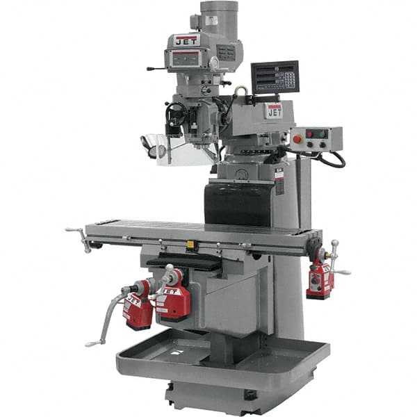 Jet - 54" Table Width x 12" Table Length, Electronic Variable Speed Control, 3 Phase Knee Milling Machine - NT40 Spindle Taper, 5 hp - Exact Tooling