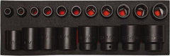 Proto - 19 Piece 1/2" Drive Black Finish Impact Socket Set - 6 Points, 3/8" to 1-1/2" Range, Inch Measurement Standard - Exact Tooling