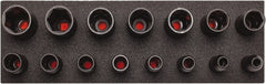 Proto - 15 Piece 1/2" Drive Black Finish Deep Well Socket Set - 6 Points, 3/8" to 1-1/4" Range, Inch Measurement Standard - Exact Tooling