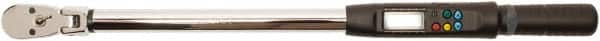 Proto - 1/2" Drive Electronic Torque Wrench - 12-1/2 Ft/Lb to 250 Ft/Lb Torque, 0.1 Ft/Lb Graduation, Flex-Head Ratcheting with Reverse Lever - Exact Tooling
