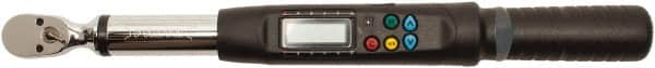 Proto - 3/8" Drive Electronic Torque Wrench - 5 Ft/Lb to 99 Ft/Lb Torque, 0.1 Ft/Lb Graduation, Ratchet Head - Exact Tooling
