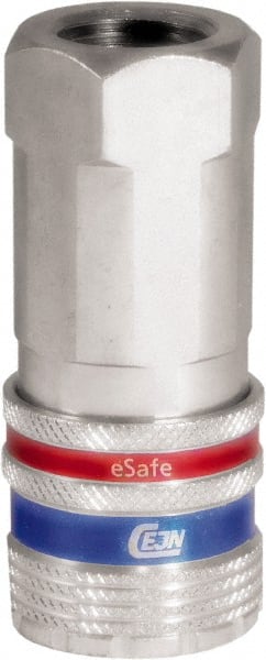 CEJN - 3/8 Female NPT Industrial Pneumatic Hose Safety Coupler - Steel/Brass, 3/8" Body Diam - Exact Tooling