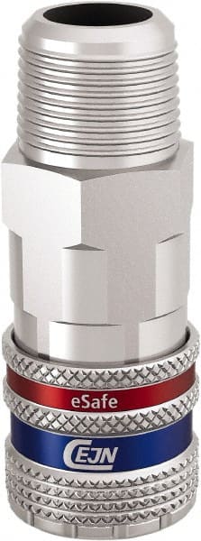 CEJN - 3/8 Male NPT European High Flow Pneumatic Hose Safety Coupler - Steel/Brass, 3/8" Body Diam - Exact Tooling