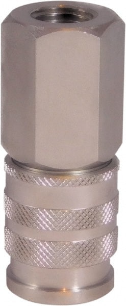 CEJN - 1/4 Female NPT Industrial Pneumatic Hose Coupler - Stainless Steel, 1/4" Body Diam - Exact Tooling