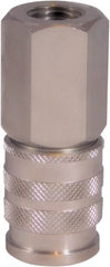 CEJN - 1/4 Female NPT Industrial Pneumatic Hose Coupler - Stainless Steel, 1/4" Body Diam - Exact Tooling