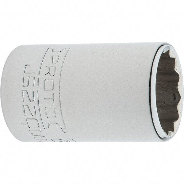 Proto - 3/8" Drive, Intermediate Hand Socket - 12 Points, 1-25/32" OAL, Steel, Full Polish Finish - Exact Tooling