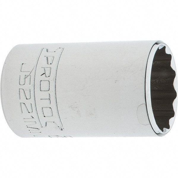 Proto - 3/8" Drive, Intermediate Hand Socket - 12 Points, 1-25/32" OAL, Steel, Full Polish Finish - Exact Tooling