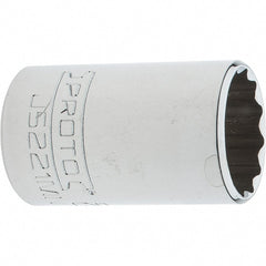 Proto - 3/8" Drive, Intermediate Hand Socket - 12 Points, 1-25/32" OAL, Steel, Full Polish Finish - Exact Tooling