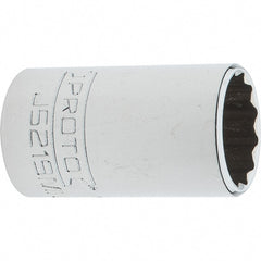Proto - 3/8" Drive, Intermediate Hand Socket - 12 Points, 1-25/32" OAL, Steel, Full Polish Finish - Exact Tooling