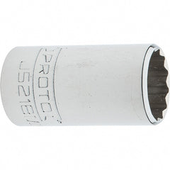 Proto - 3/8" Drive, Intermediate Hand Socket - 12 Points, 1-25/32" OAL, Steel, Full Polish Finish - Exact Tooling