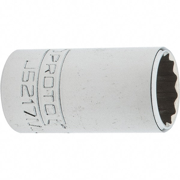 Proto - 3/8" Drive, Intermediate Hand Socket - 12 Points, 1-25/32" OAL, Steel, Full Polish Finish - Exact Tooling
