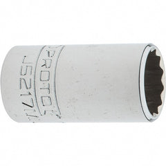 Proto - 3/8" Drive, Intermediate Hand Socket - 12 Points, 1-25/32" OAL, Steel, Full Polish Finish - Exact Tooling