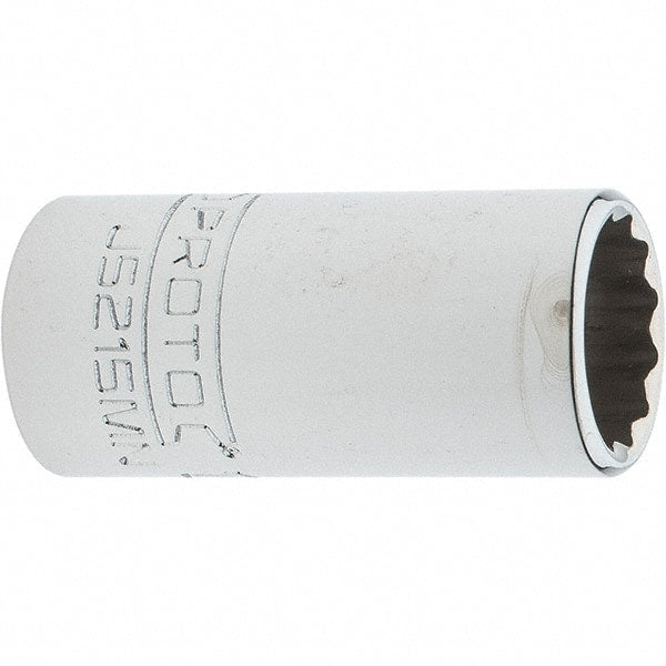 Proto - 3/8" Drive, Intermediate Hand Socket - 12 Points, 1-25/32" OAL, Steel, Full Polish Finish - Exact Tooling