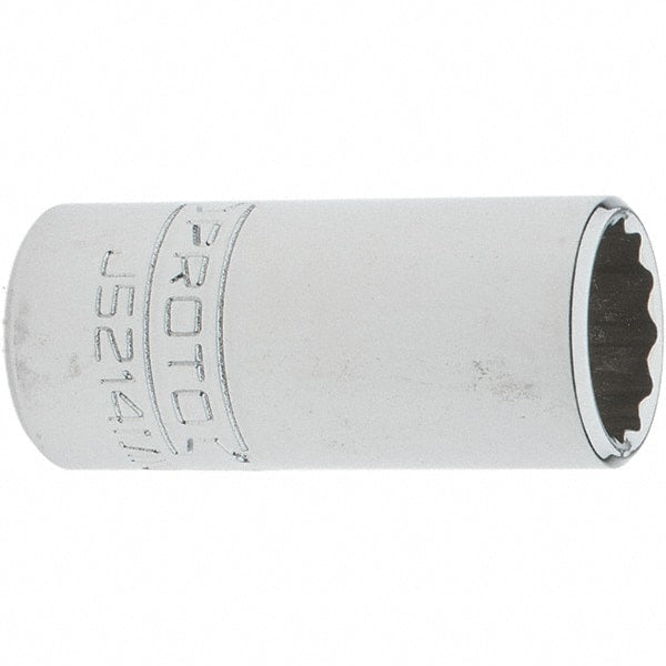 Proto - 3/8" Drive, Intermediate Hand Socket - 12 Points, 1-25/32" OAL, Steel, Full Polish Finish - Exact Tooling
