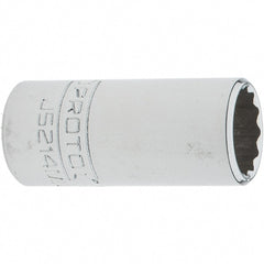 Proto - 3/8" Drive, Intermediate Hand Socket - 12 Points, 1-25/32" OAL, Steel, Full Polish Finish - Exact Tooling