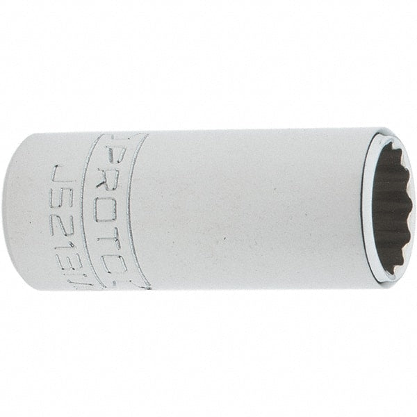 Proto - 3/8" Drive, Intermediate Hand Socket - 12 Points, 1-25/32" OAL, Steel, Full Polish Finish - Exact Tooling