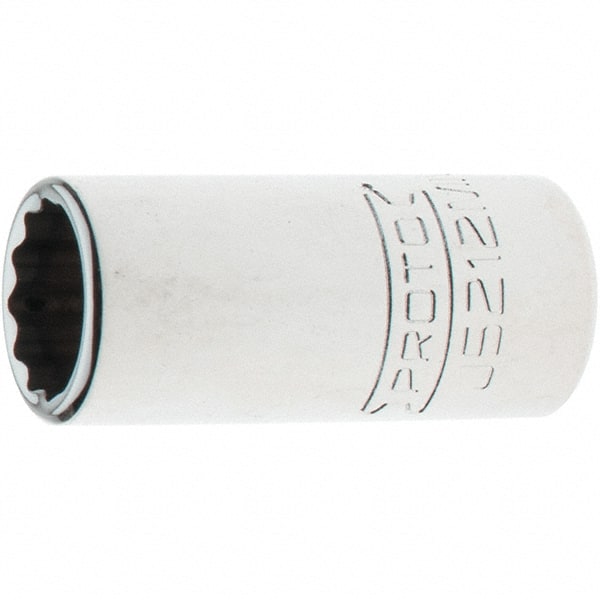 Proto - 3/8" Drive, Intermediate Hand Socket - 12 Points, 1-33/64" OAL, Steel, Full Polish Finish - Exact Tooling
