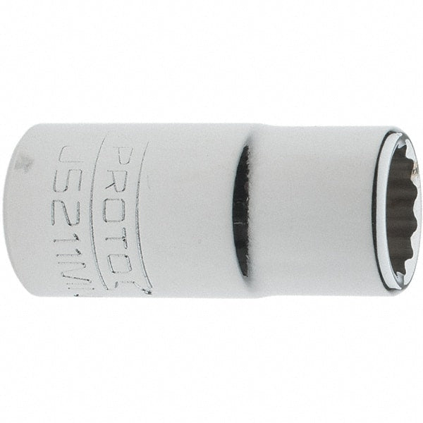 Proto - 3/8" Drive, Intermediate Hand Socket - 12 Points, 1-33/64" OAL, Steel, Full Polish Finish - Exact Tooling