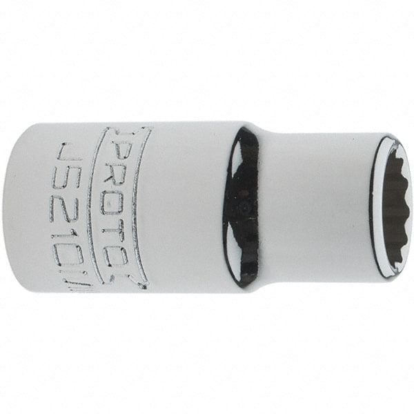 Proto - 3/8" Drive, Intermediate Hand Socket - 12 Points, 1-33/64" OAL, Steel, Full Polish Finish - Exact Tooling