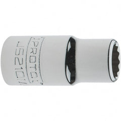 Proto - 3/8" Drive, Intermediate Hand Socket - 12 Points, 1-33/64" OAL, Steel, Full Polish Finish - Exact Tooling